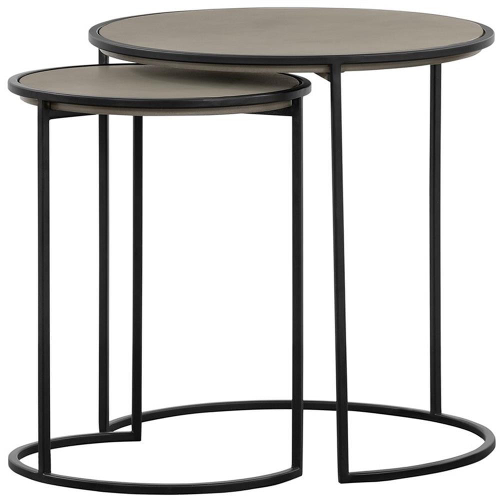 Black Round Metal 2-Piece Nesting End Tables