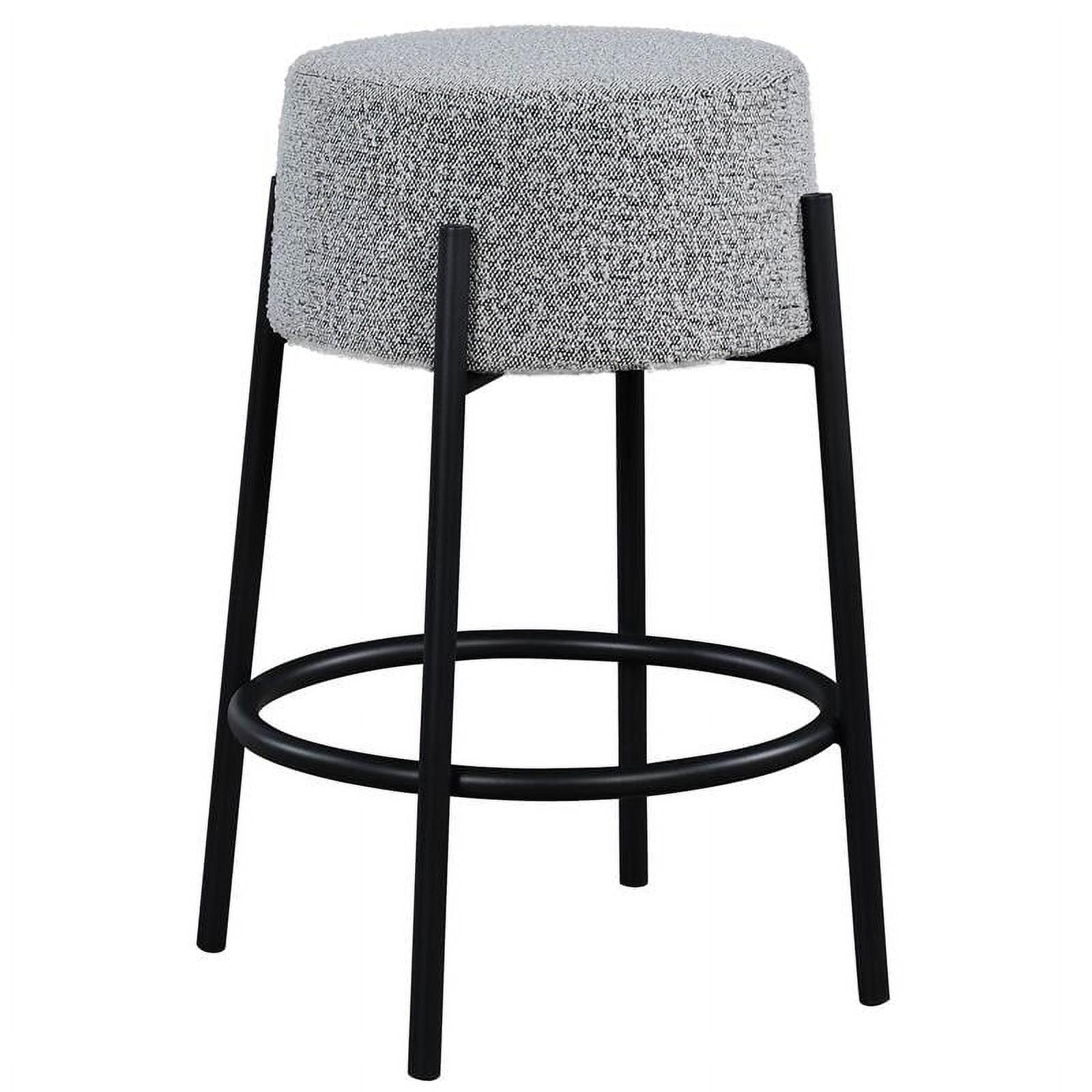 Maklaine Gray Boucle Fabric and Metal Counter Stool