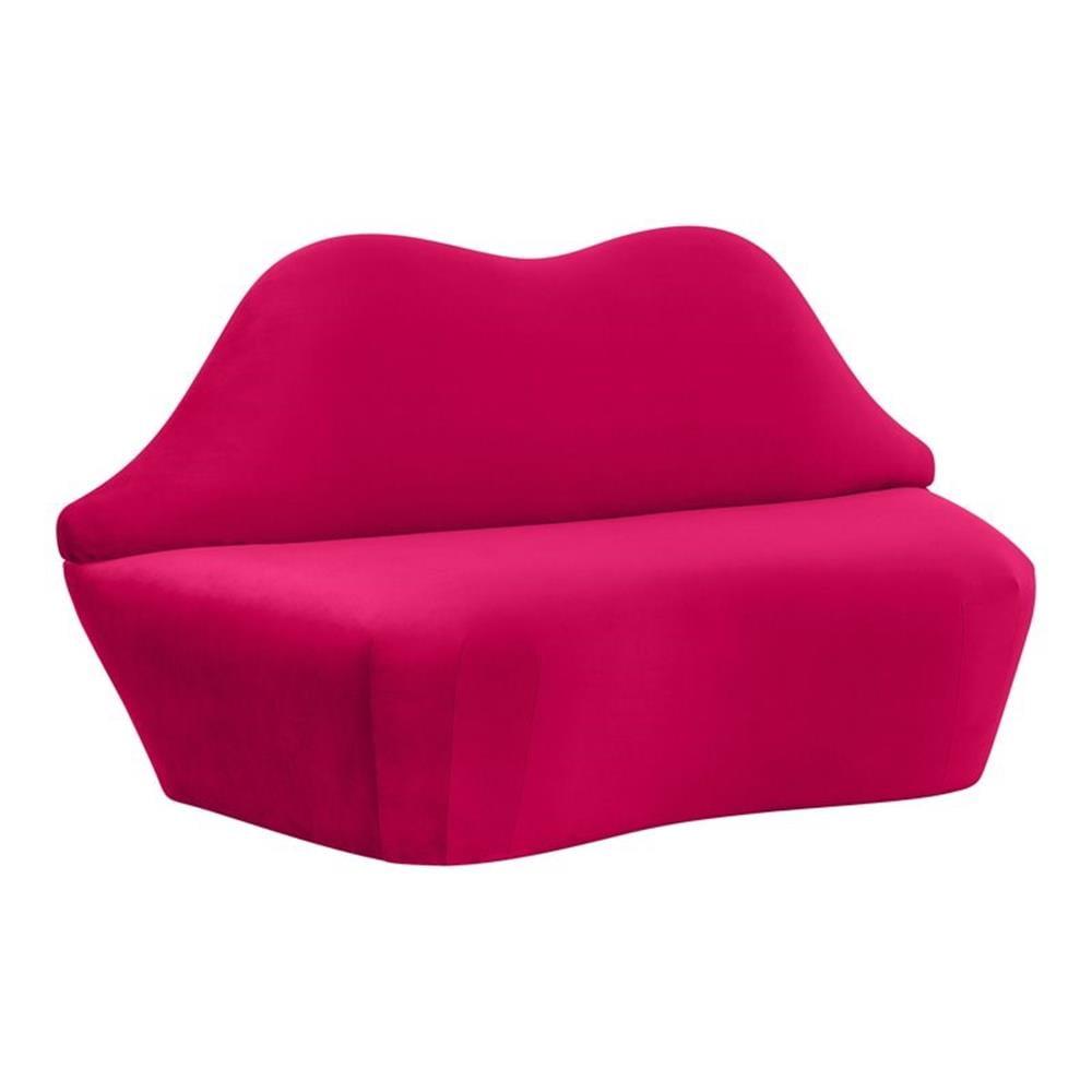 Hot Pink Velvet Lips Shaped Settee Sofa