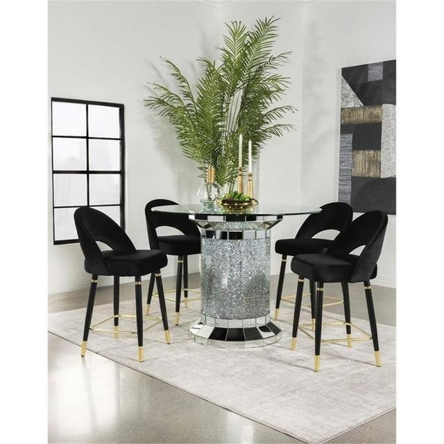 Ellie 5-piece Pedestal Counter Height Dining Room Set Mirror and Black