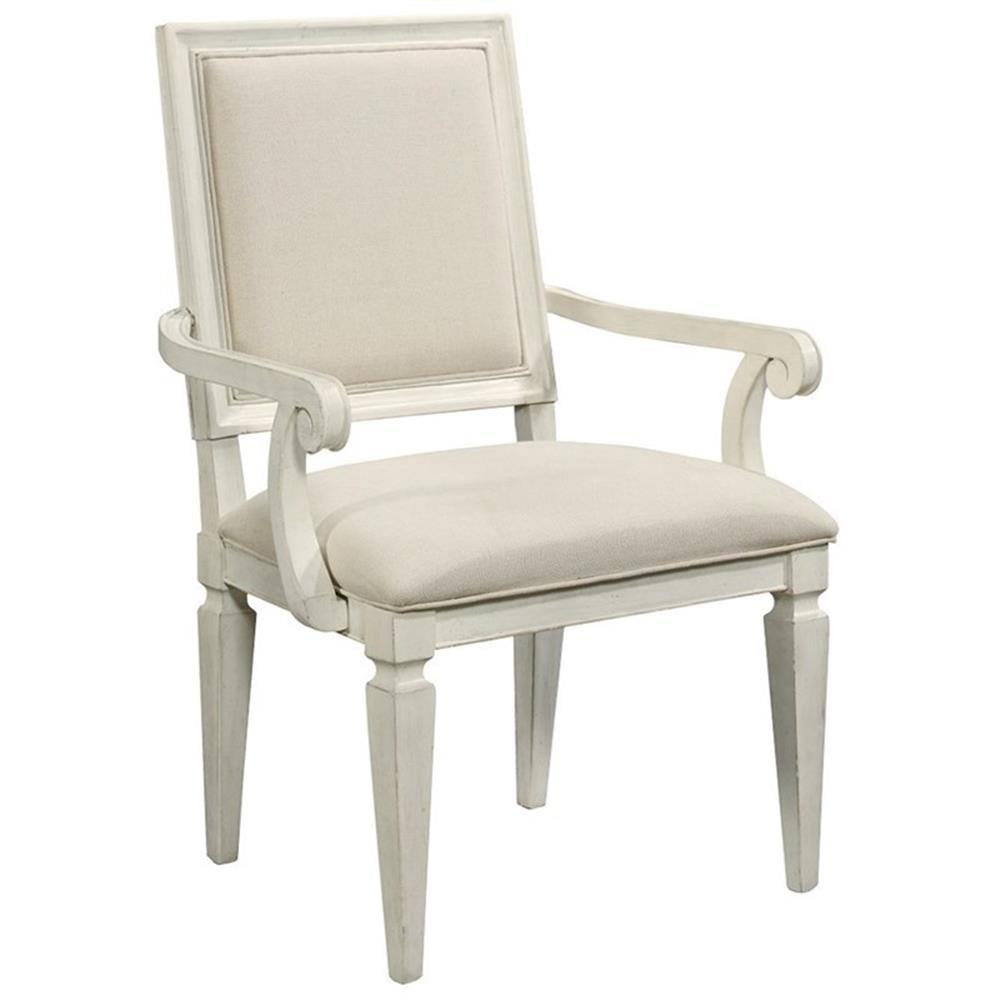 Beige Rattan Upholstered Traditional Arm Chair