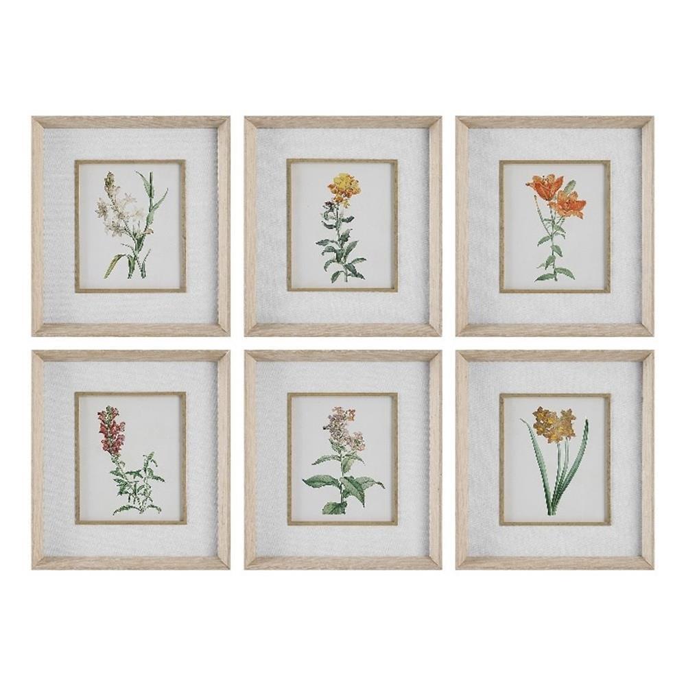 Maklaine Canvas Fabric/Wood Prints in Multi-Color (Set of 6)