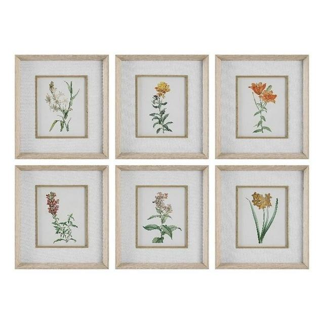 Maklaine Canvas Fabric/Wood Prints in Multi-Color (Set of 6)