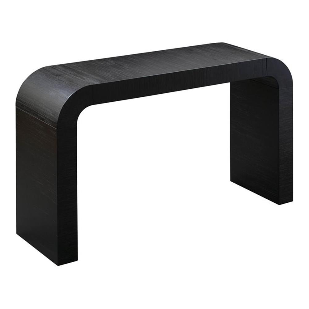 Maklaine Contemporary 31.9"H Acacia Wood Console Table in Black