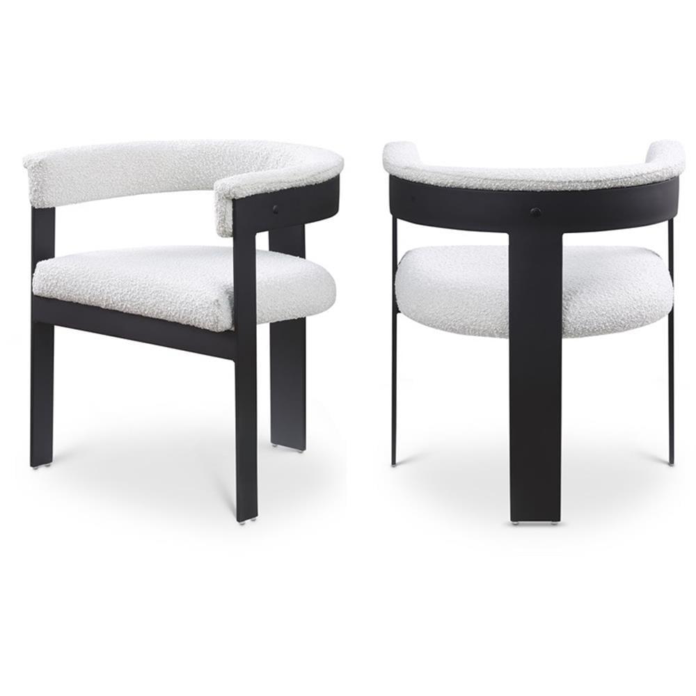 Blake Cream Boucle Fabric Arm Chair with Black Metal Frame