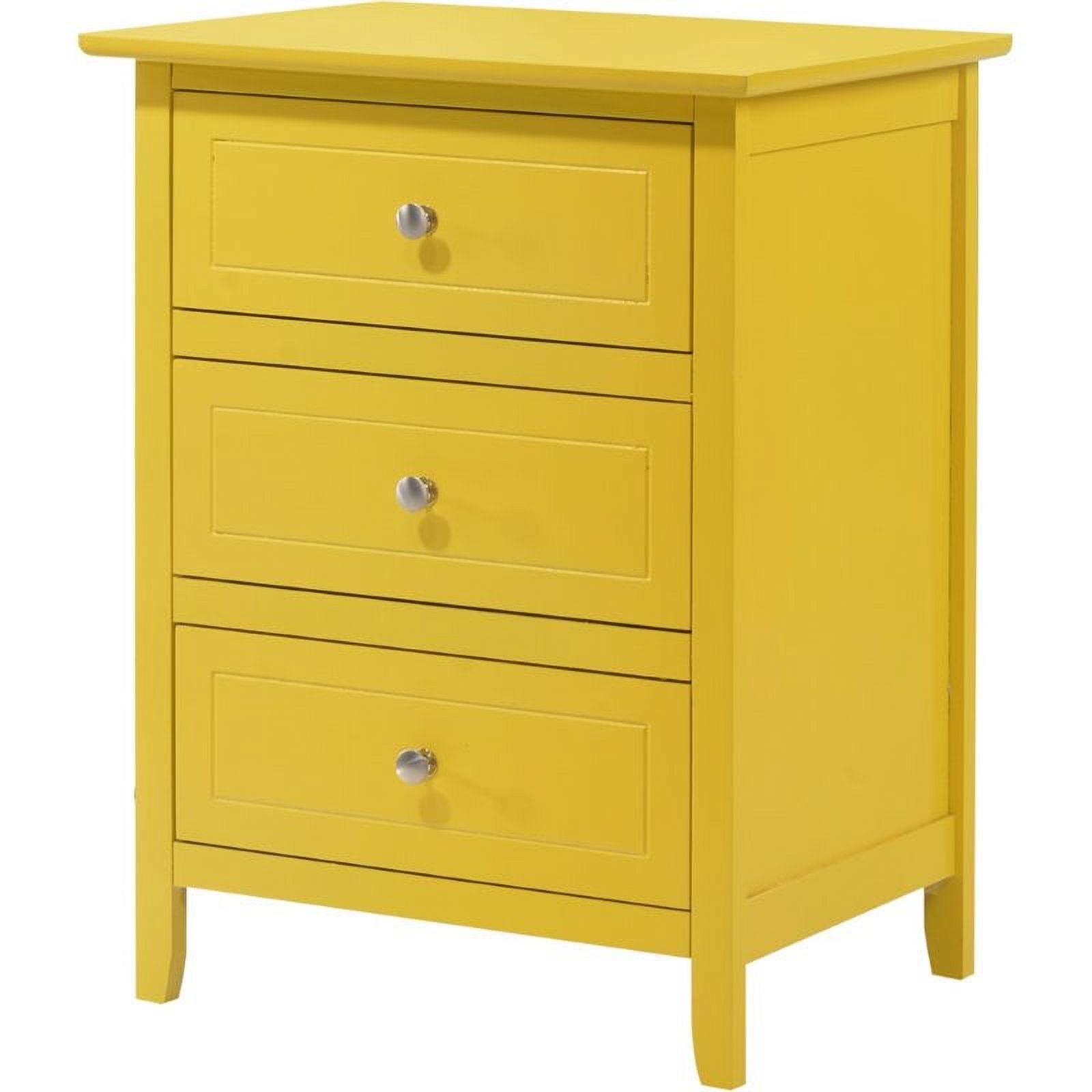 Yellow Engineered Wood 3-Drawer Nightstand