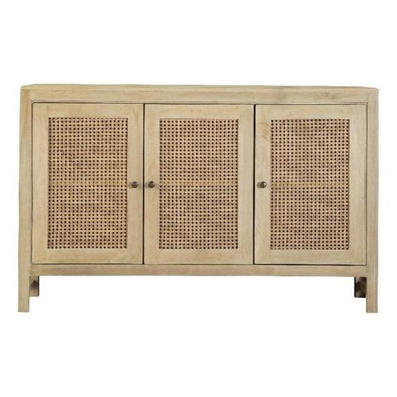 Maklaine Contemporary Rectangular 3-door Wood Accent Cabinet Natural