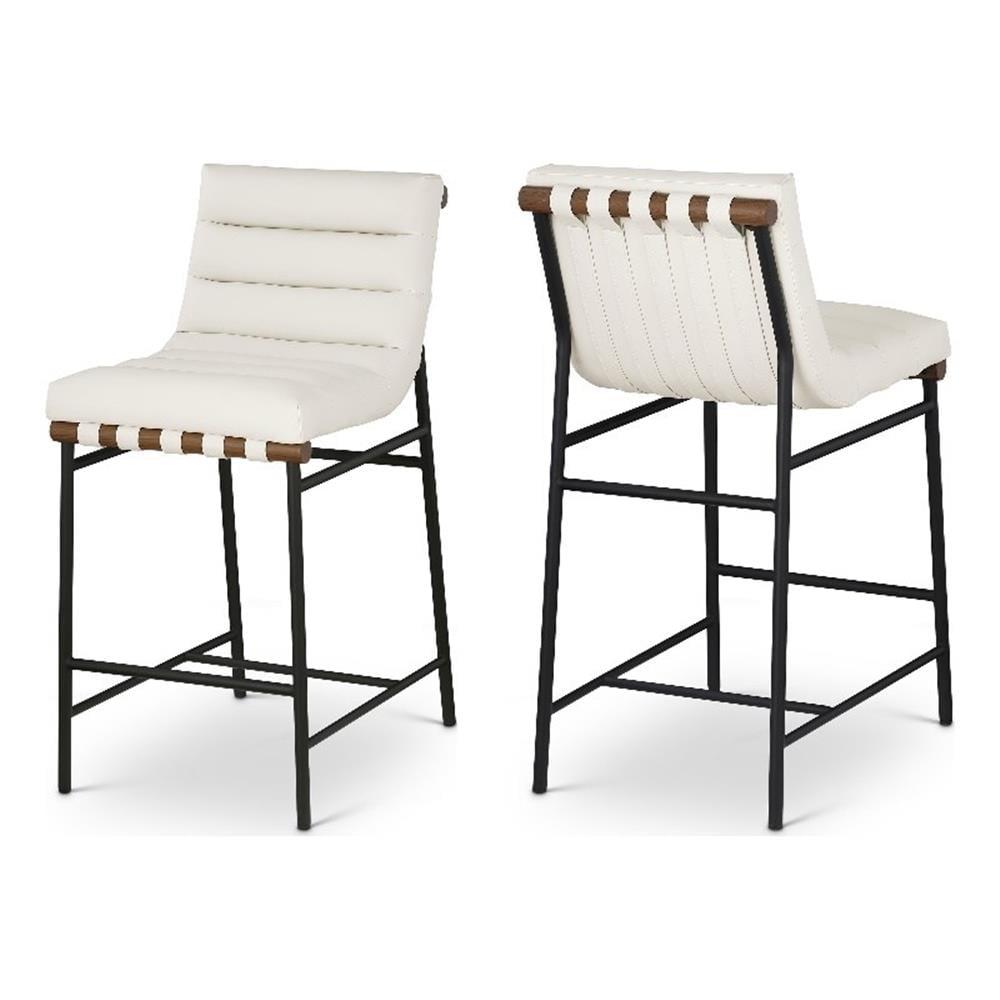 Meridian Furniture,Burke Cream Vegan Leather Counter Stool