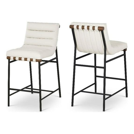 Meridian Furniture,Burke Cream Vegan Leather Counter Stool
