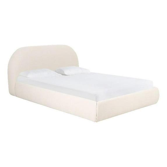 TOV Furniture Bara Cream Textured Velvet UK Super King Bed