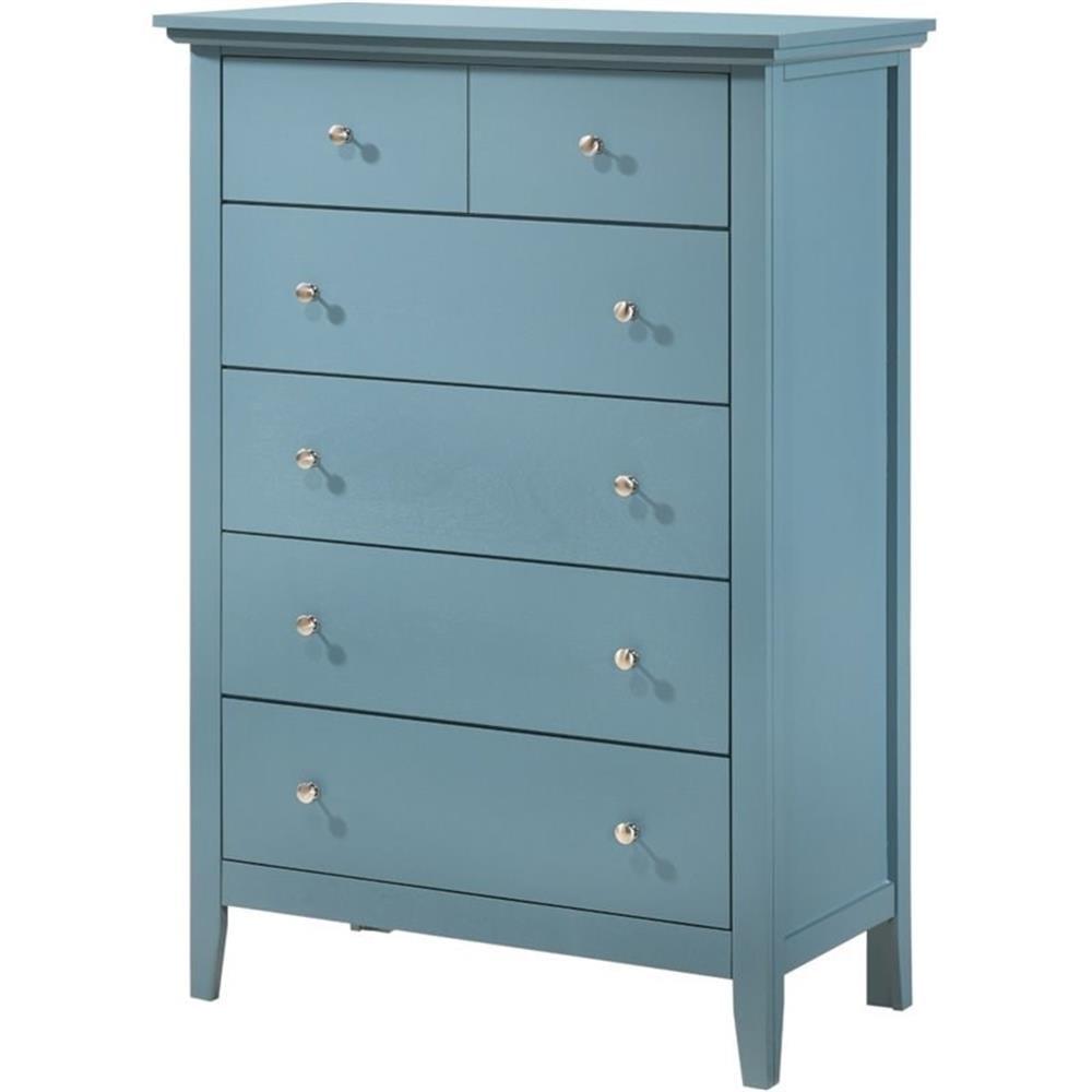 Teal Nickel Hardware 5-Drawer Engineered Wood Bedroom Chest