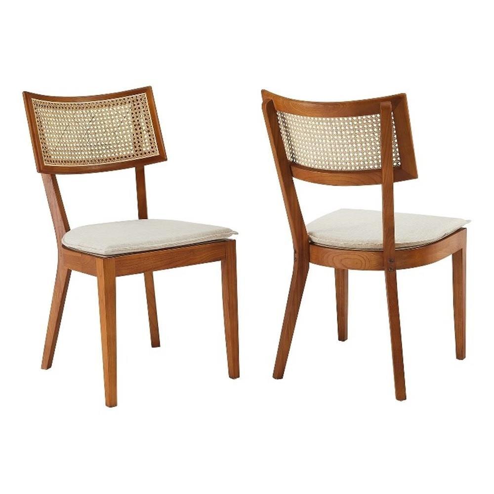Modway Caledonia Fabric Upholstered Wood Dining Chair Set of 2