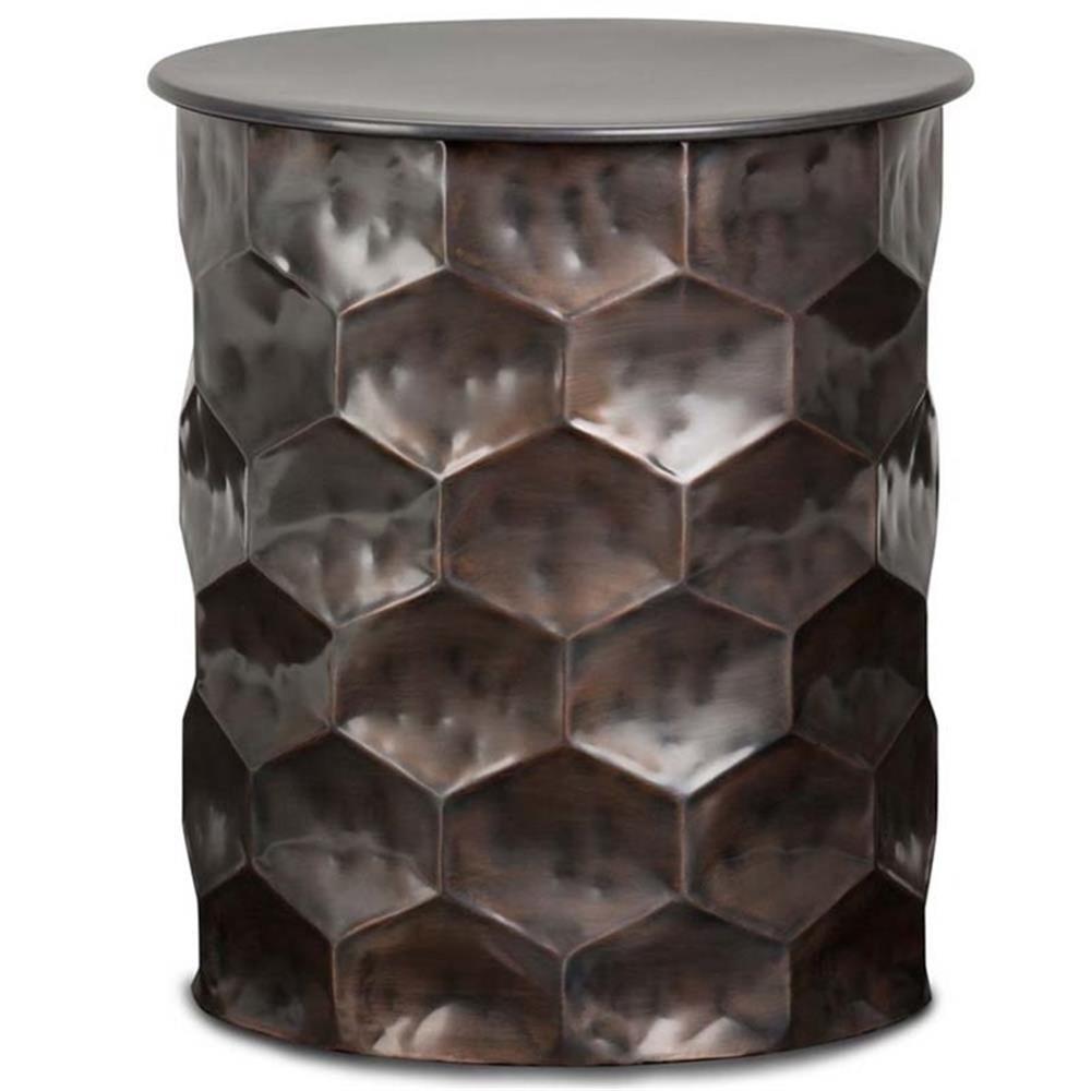 Simpli Home Whitney 17"W Metal Industrial End Table with Storage and Honeycomb Design, Assembled