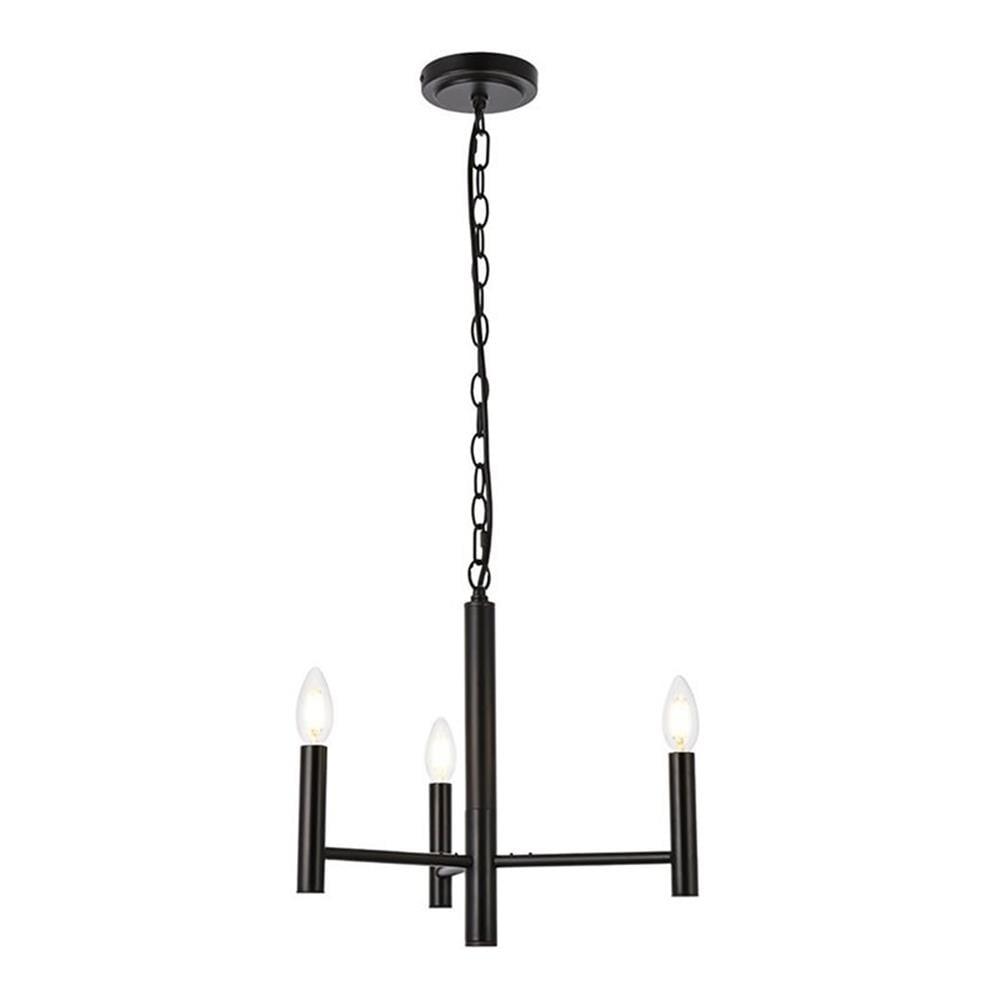 Black Modern 3-Light Metal Pendant Chandelier