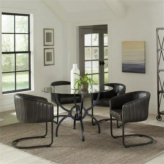 Maklaine Modern 5-piece Metal Dining Set Gunmetal and Matte Black