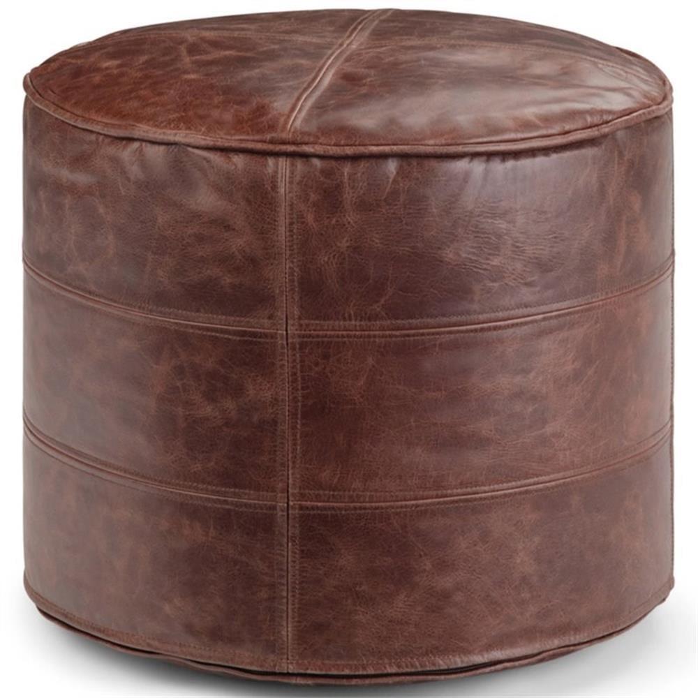 Simpli Home Connor 18"W Round Pouf