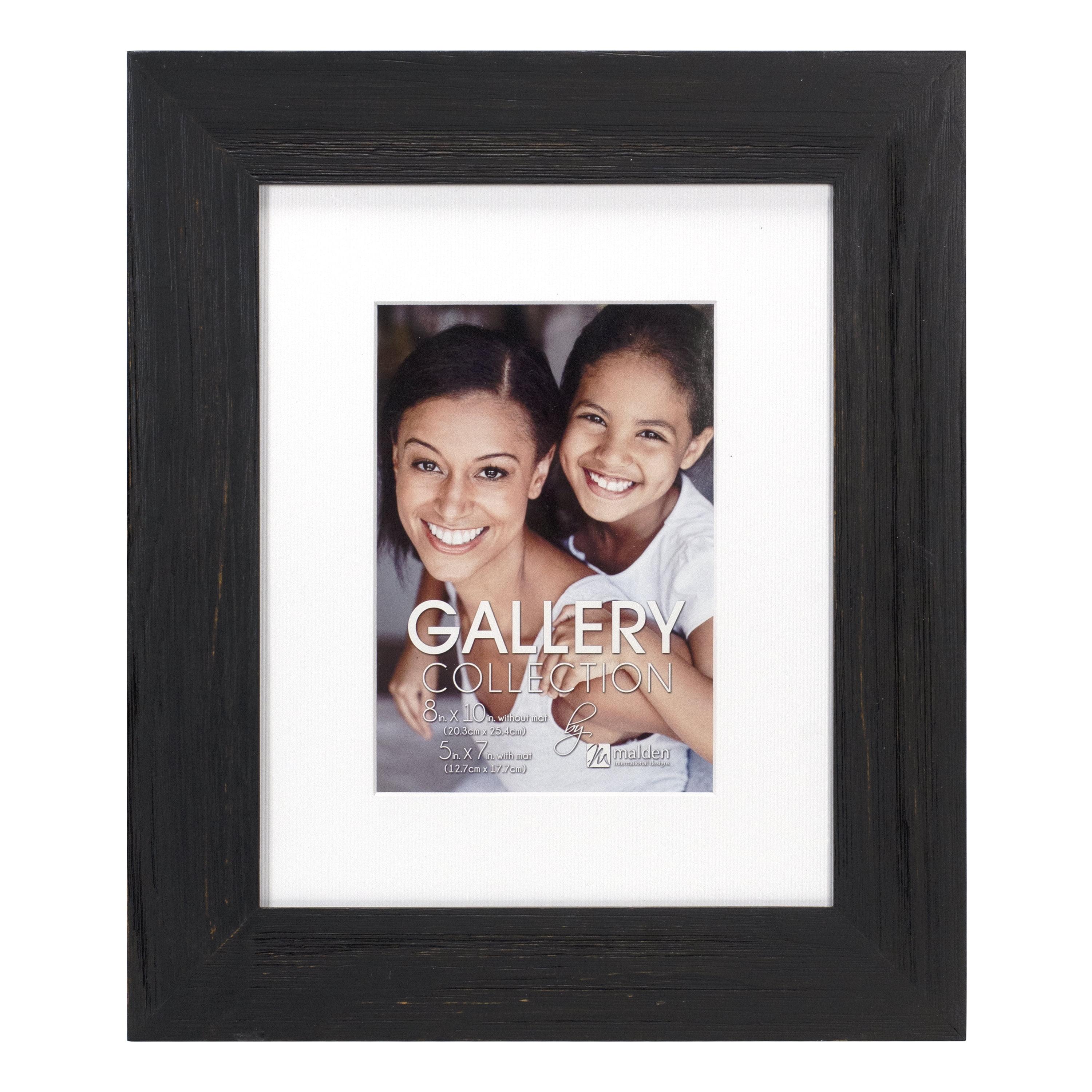 Black Distressed Wood Bevel Matted 5x7/8x10 Photo Frame