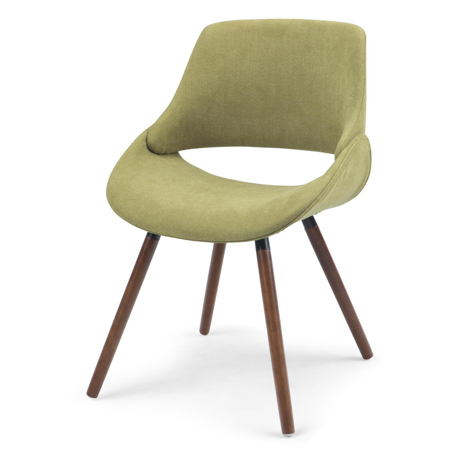 Simpli Home Malden Parsons Side Chair in Acid Green with Wood Base