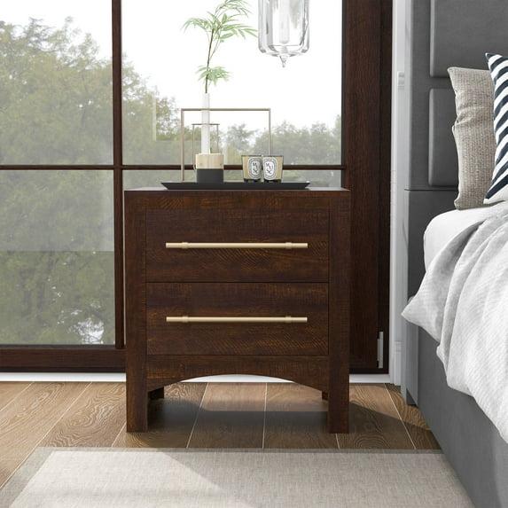 Malgan 2-Drawer Wood Nightstand, Walnut
