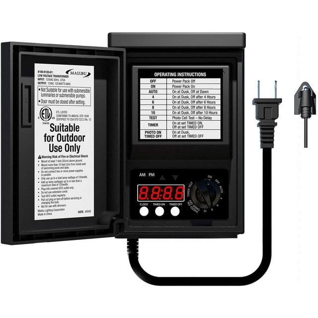 Malibu 120 Watt Power Pack with Sensor and Weather Shield for Low Voltage Landscape Lighting Spotlight Outdoor Transformer 120V Input 12V Output 8100-9120-01