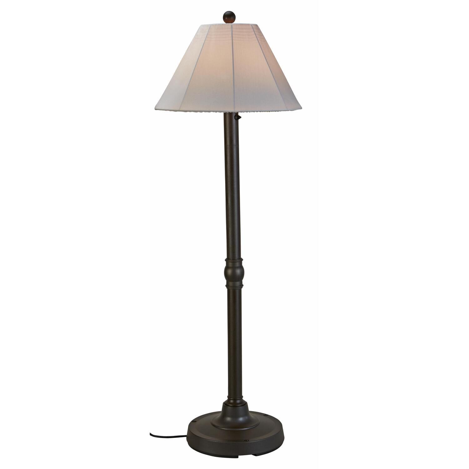 Patio Living Concepts Malibu 60 Outdoor Floor Lamp with 2 Bronze Resin Body and Natural Canvas Sunbrella Shade Cover