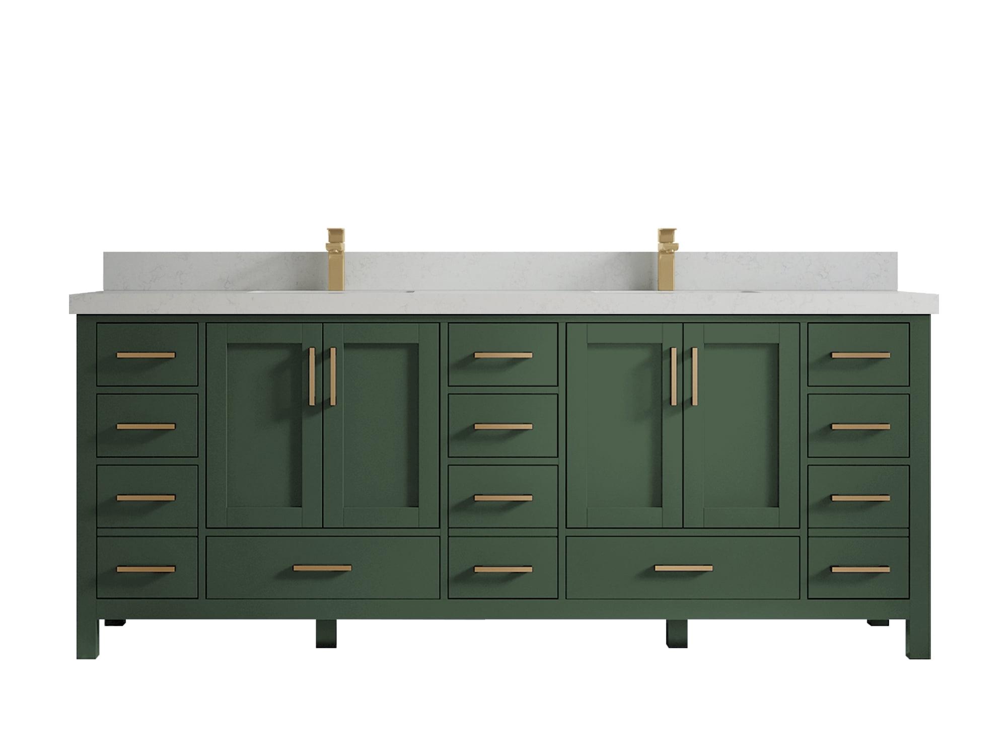 Malibu 84" Lafayette Green Double Sink Vanity with Carrara Quartz Top