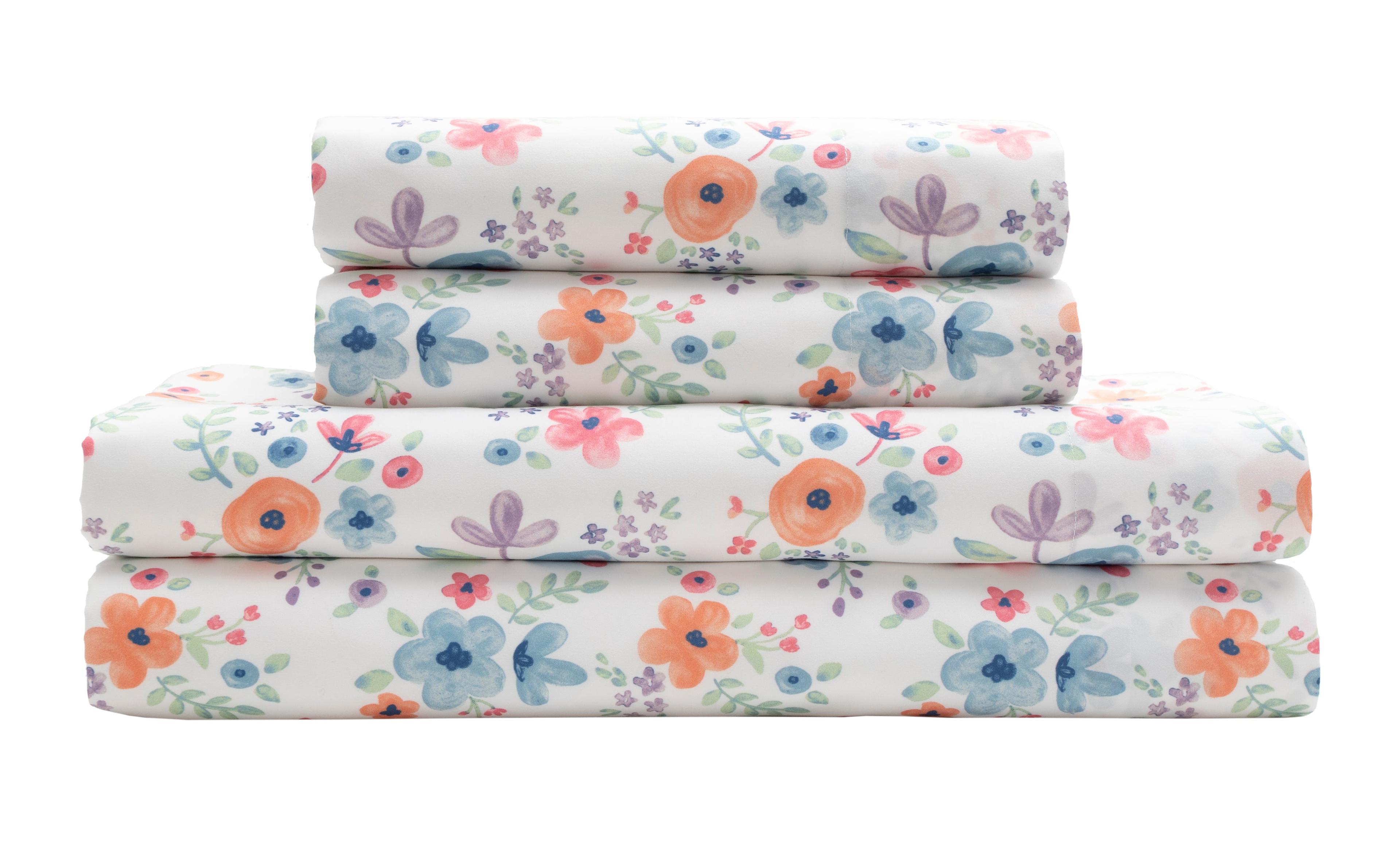 Twin Watercolor Floral Microfiber Kids Sheet Set