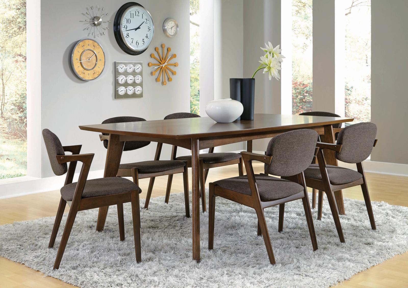 Malone Dark Walnut and Grey 7-Piece Rectangular Dining Set