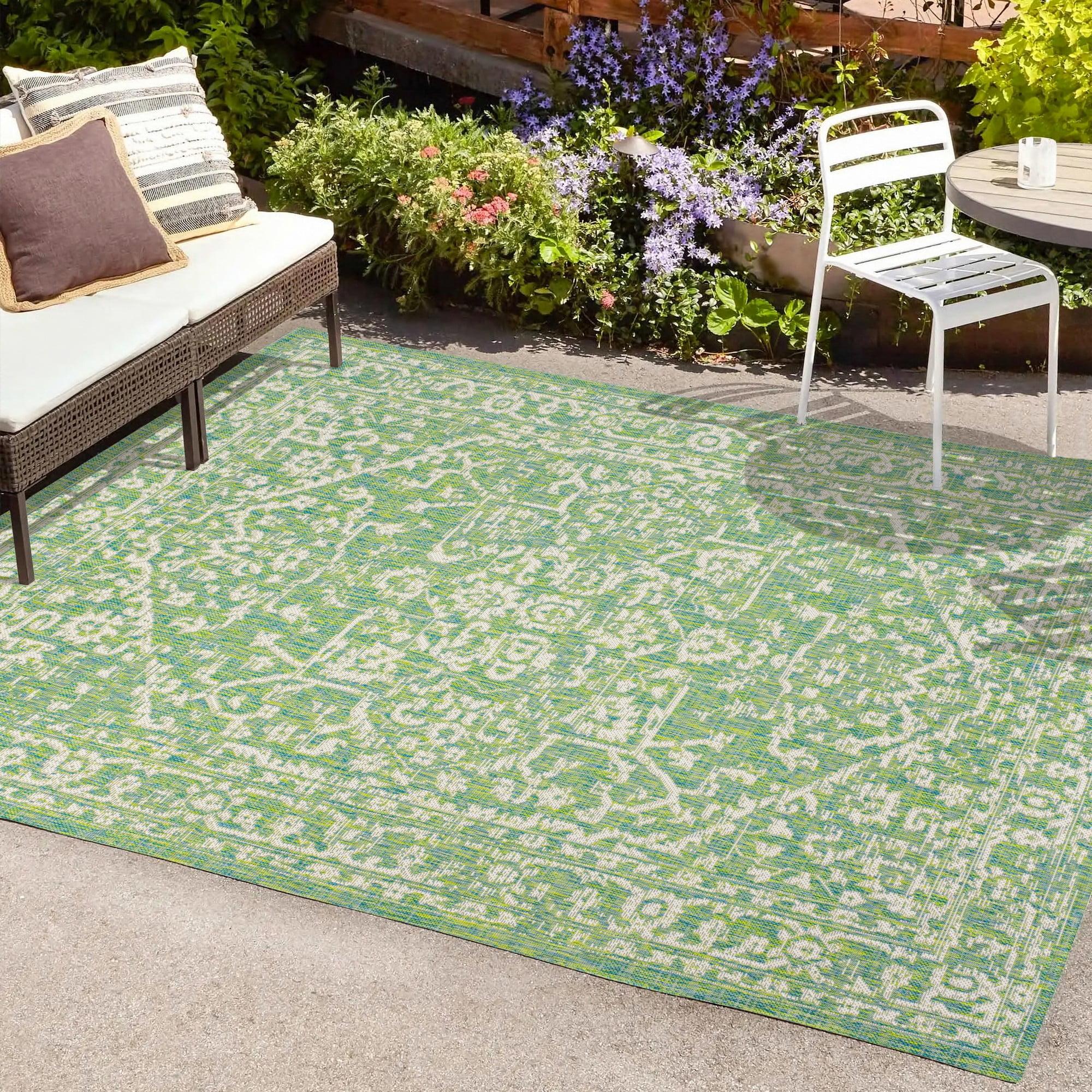 Malta Bohemian Inspired Medallion Textured Weave Indoor/Outdoor Area Rug - JONATHAN Y