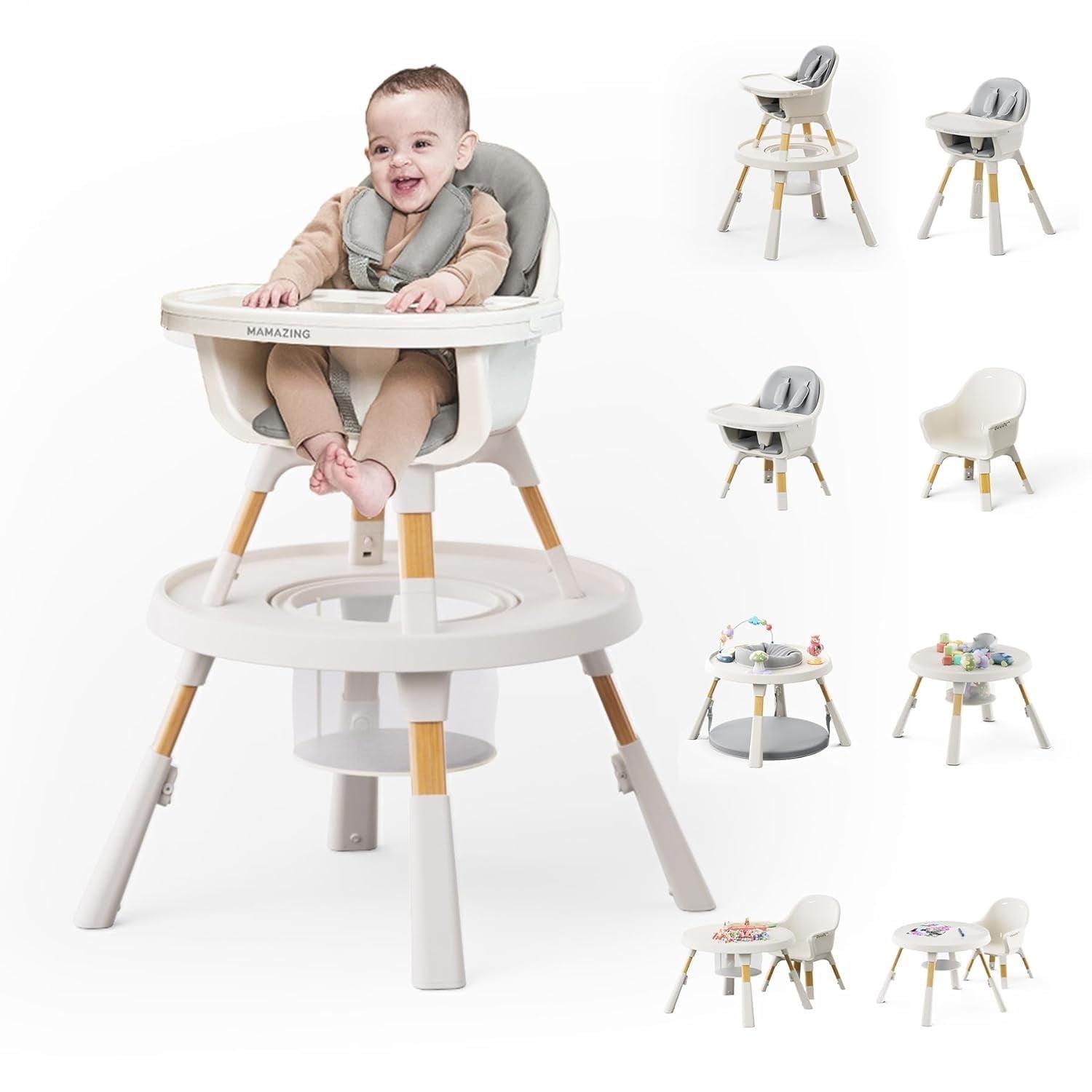 8-in-1 Convertible Baby Feeding Dining Chair with Removable Tray and Activity Center