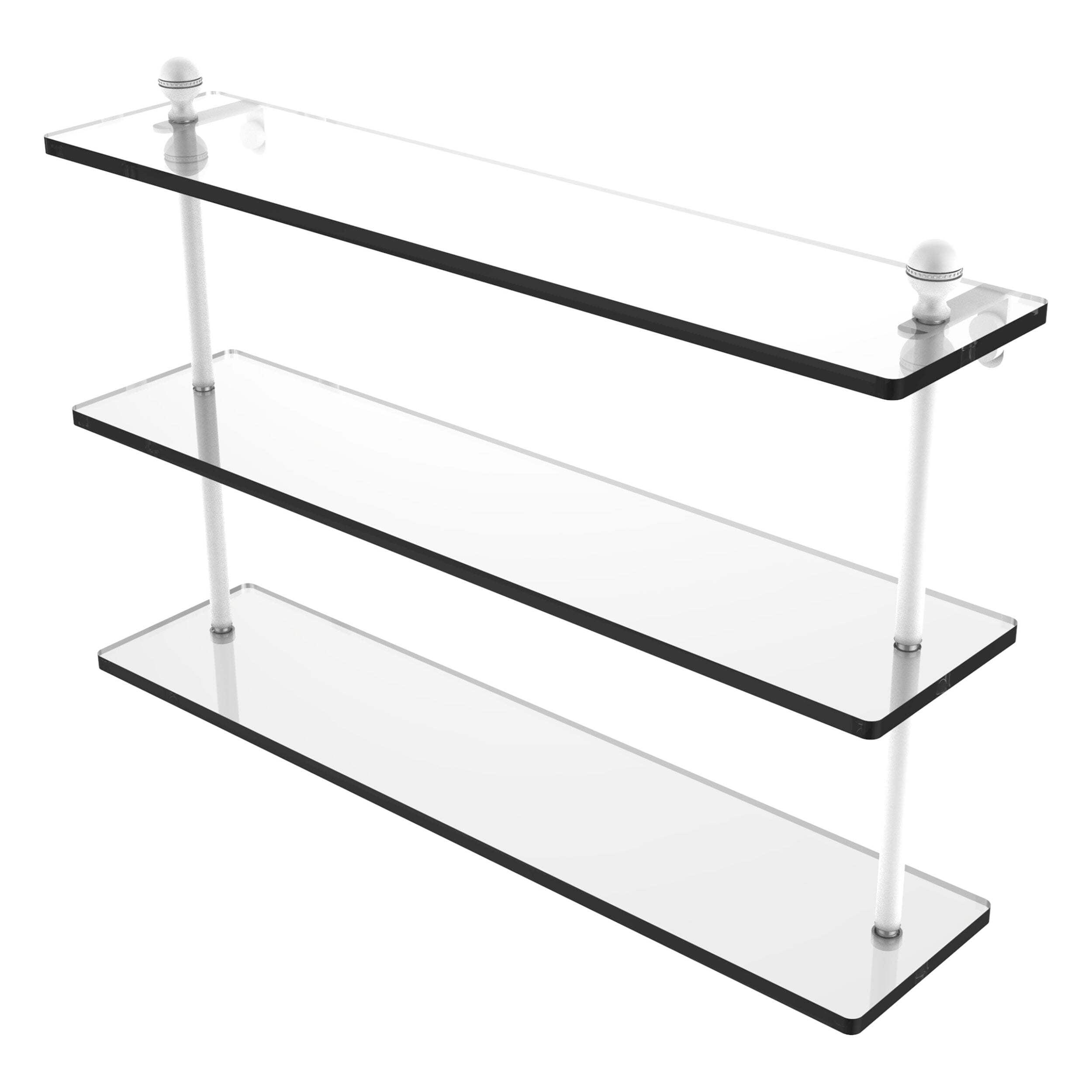 Mambo Collection Triple Tiered Glass Shelf - Matte White / 22 Inch