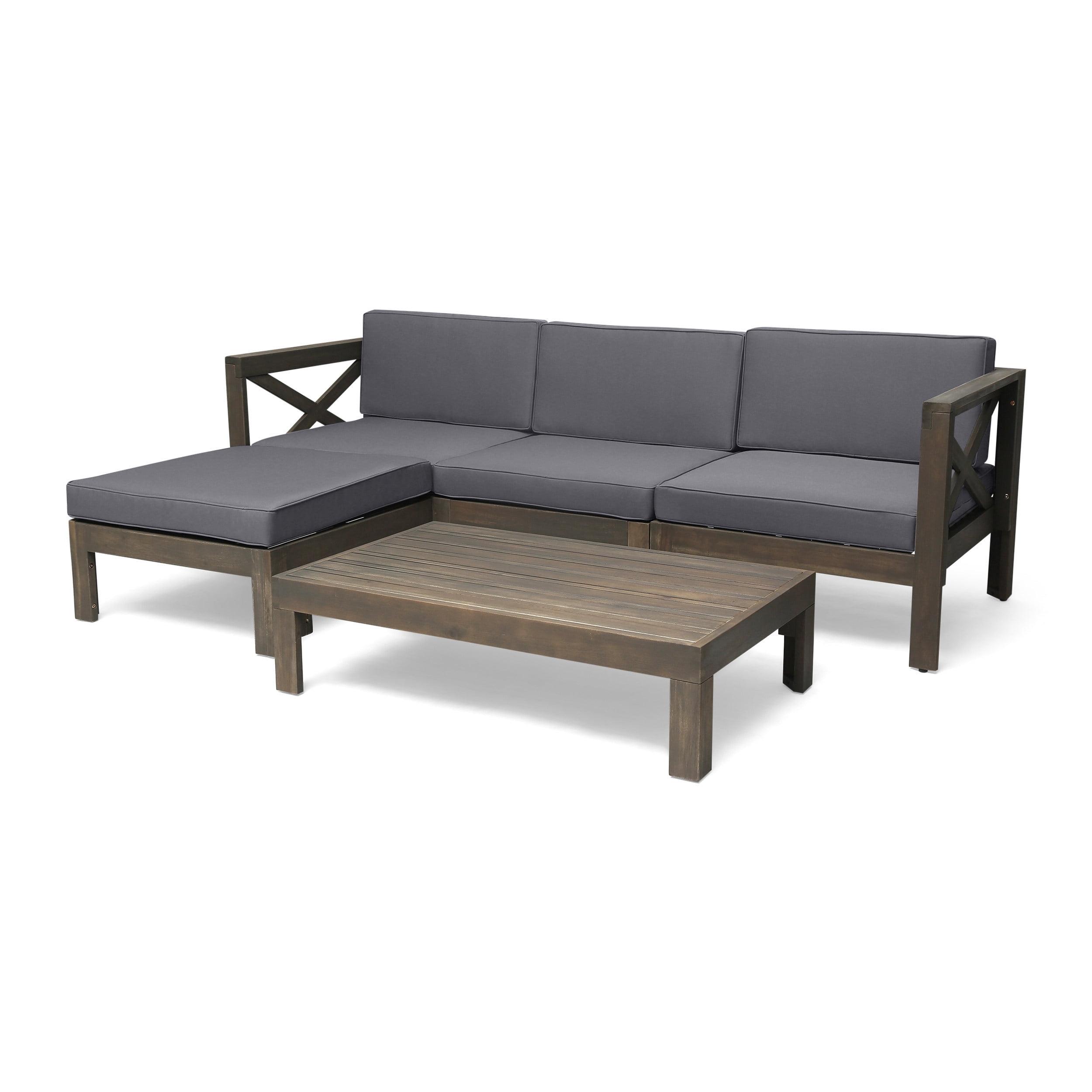 Alcove 5pc Acacia Wood Sofa Set Gray/Dark Gray - Christopher Knight Home