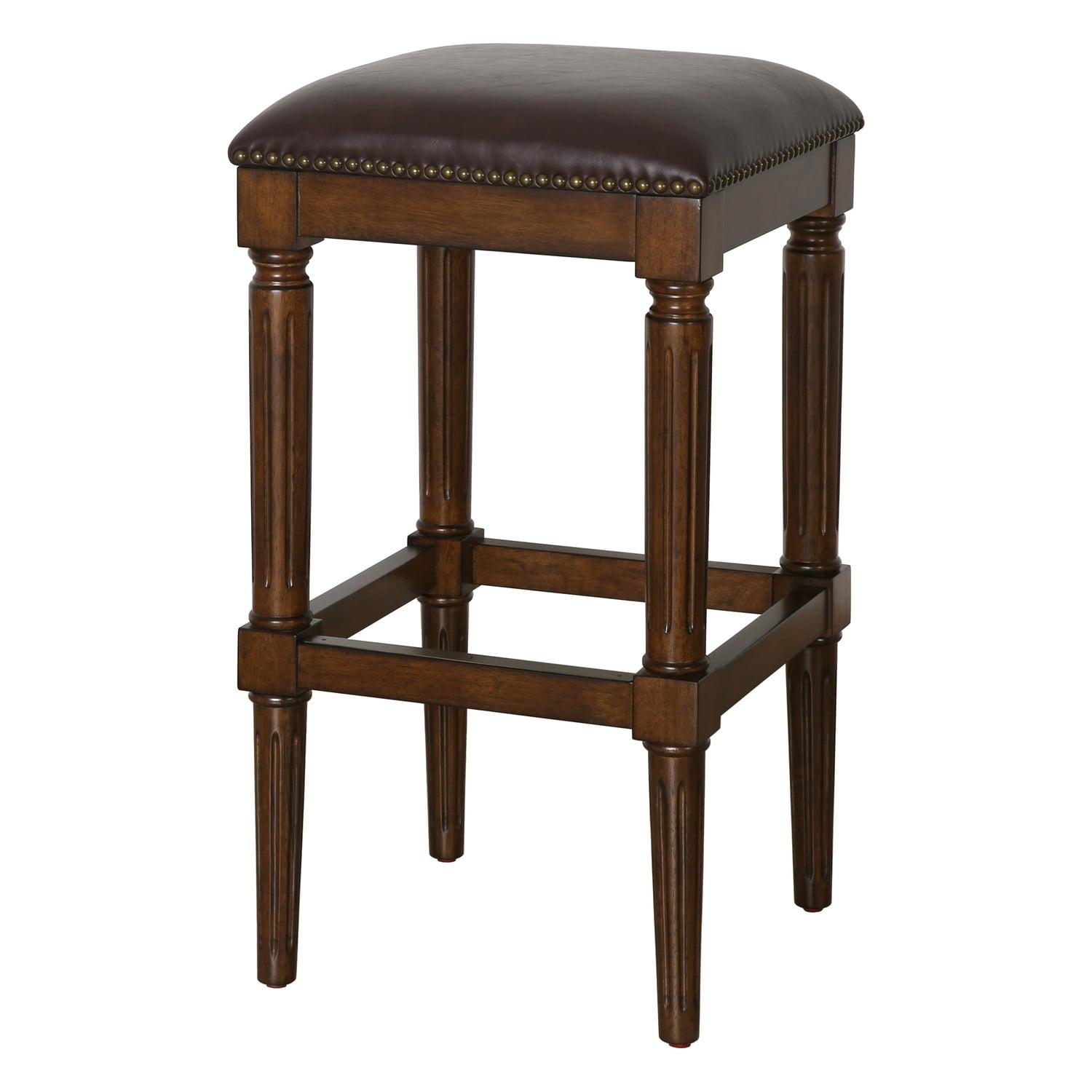 Manchester 31in.H Square Bar Stool- Distressed Walnut