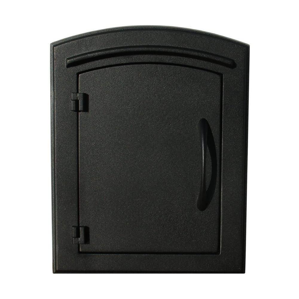 Black Aluminum Column Mount Mailbox with Plain Door