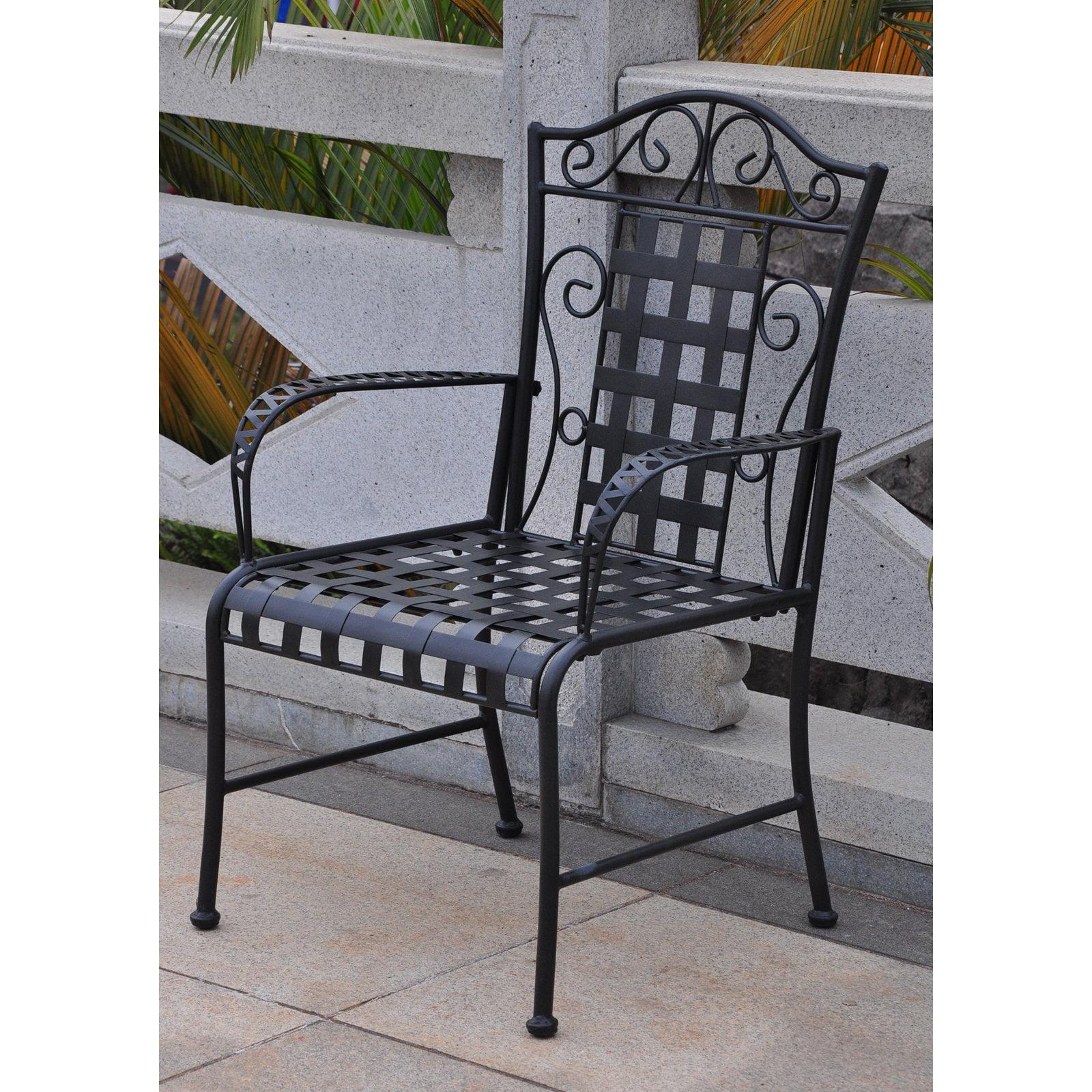 Mandalay Elegance 40" High Black Iron Outdoor Dining Chair Set