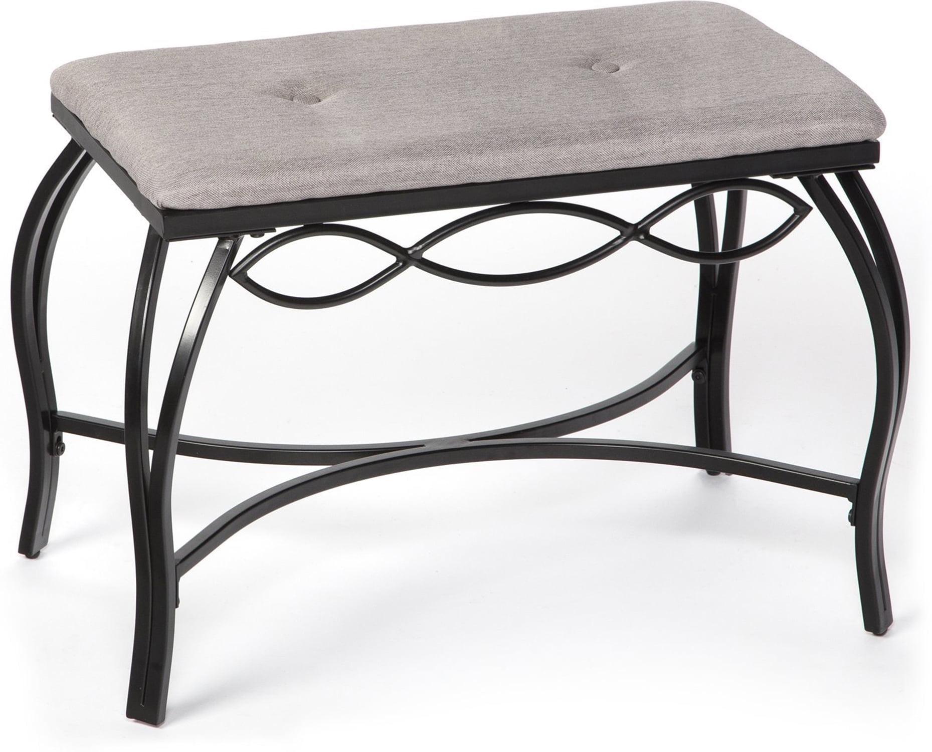 Mango Steam Vanity Seat for Makeup Room, Dressing Stool, Entryway Bench - Gray Shoe Bench