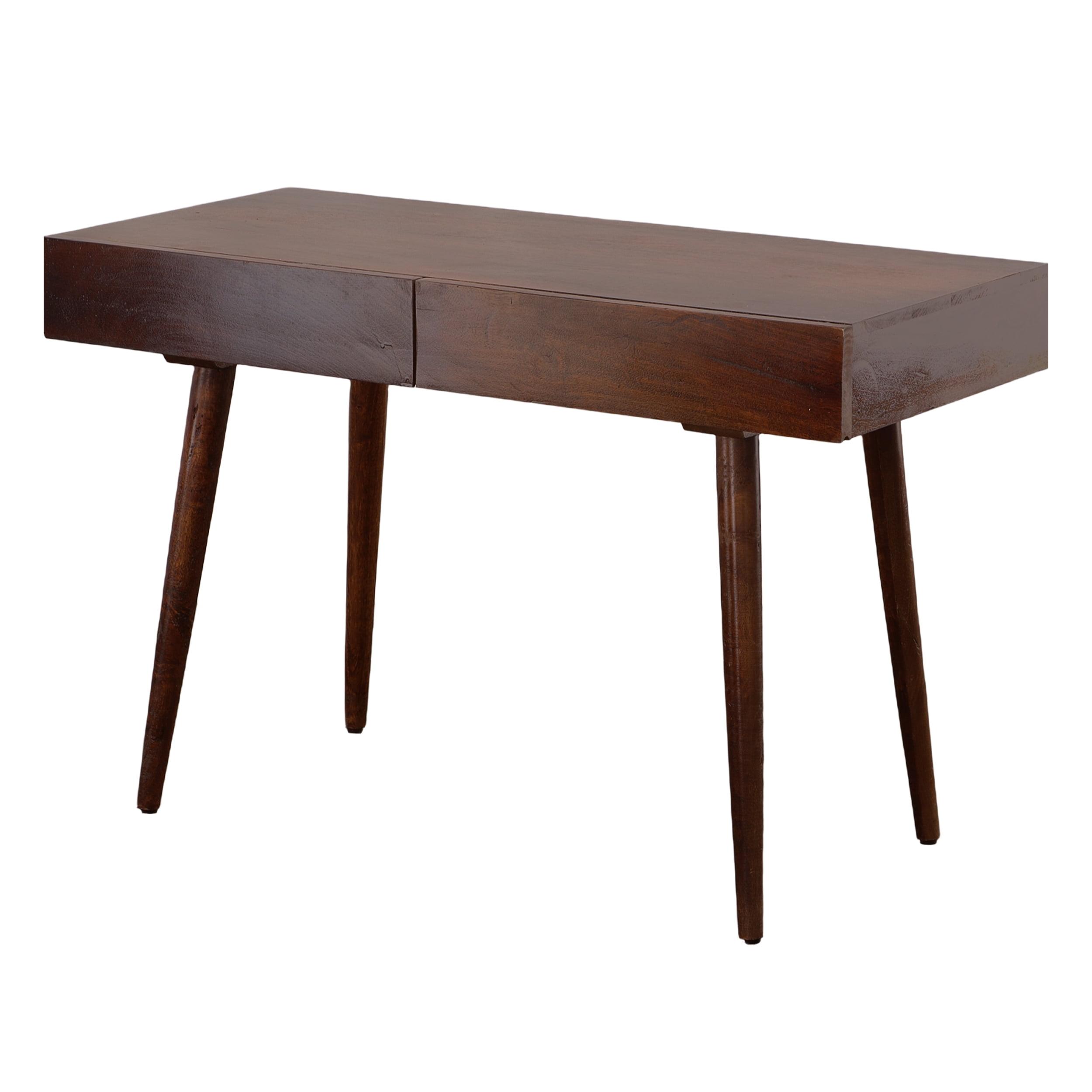 Mid-Century Mango Wood 44.9" Writing Desk with Tapered Legs, Brown