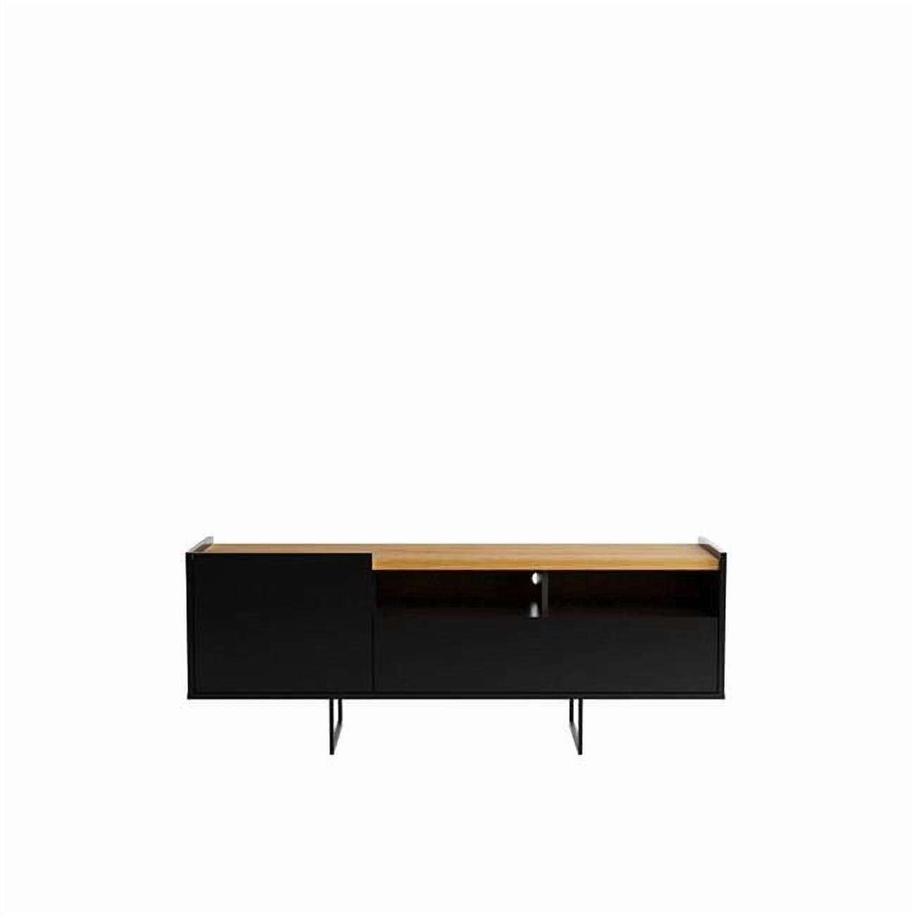 Winston TV Stand for TVs up to 50" Black/Cinnamon - Manhattan Comfort: Mid-Century Design, Cable Management