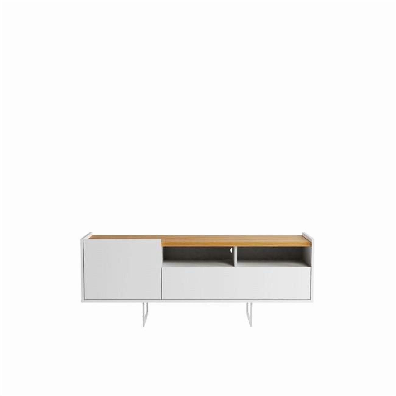 Winston TV Stand for TVs up to 50" White/Cinnamon - Manhattan Comfort: Mid-Century Design, Open & Concealed Shelving