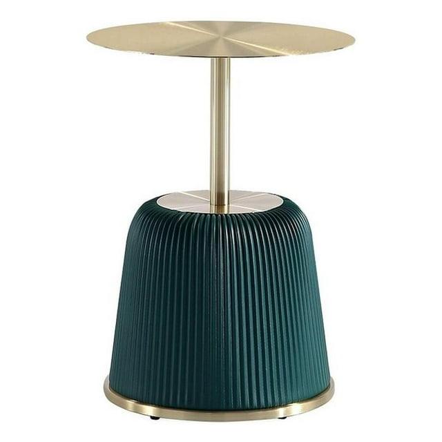 Manhattan Comfort Anderson Modern Leatherette Upholstered End Table with Gold Tabletop Green: Stainless Steel, No Assembly Required