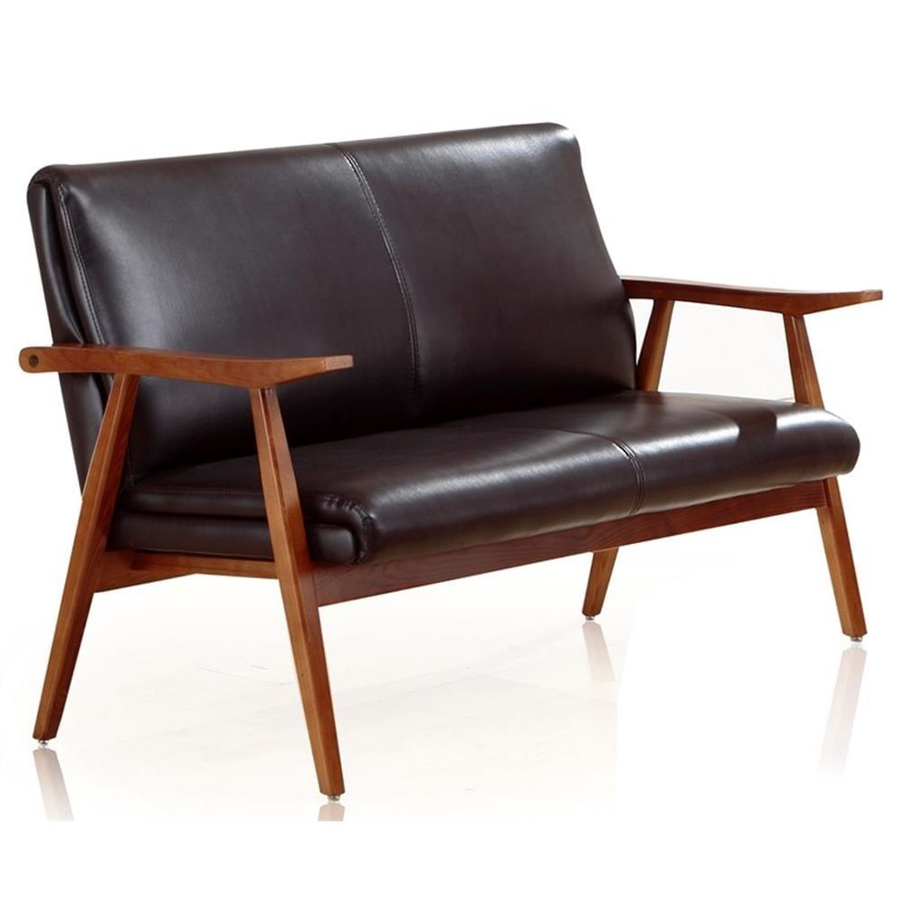 Arch Duke Faux Leather 2 Seater Loveseat Black - Manhattan Comfort: Beechwood Legs, No Assembly Required, Semi-Gloss Finish