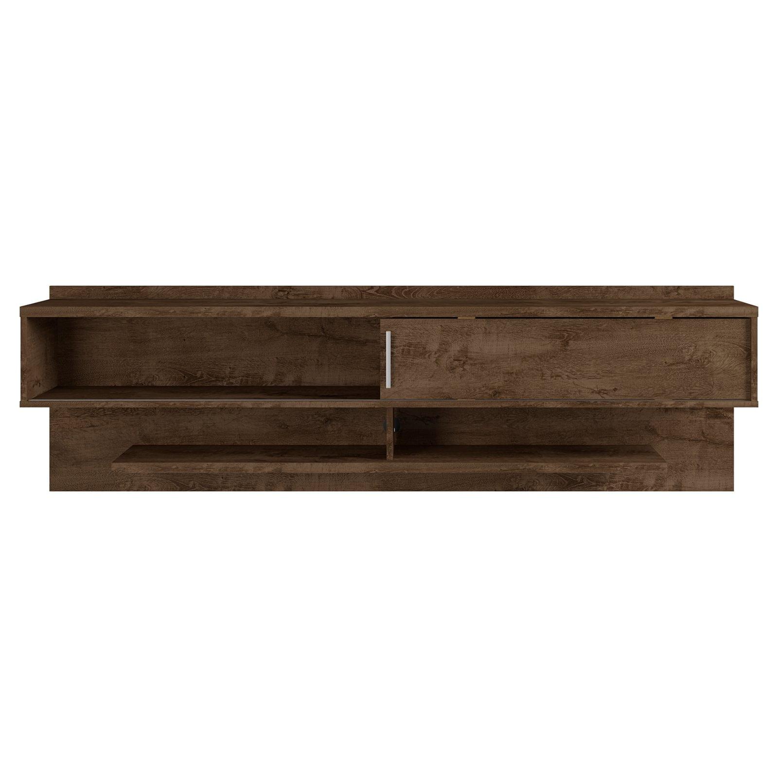 Rustic Brown 70" Floating Wood TV Stand with Sliding Door