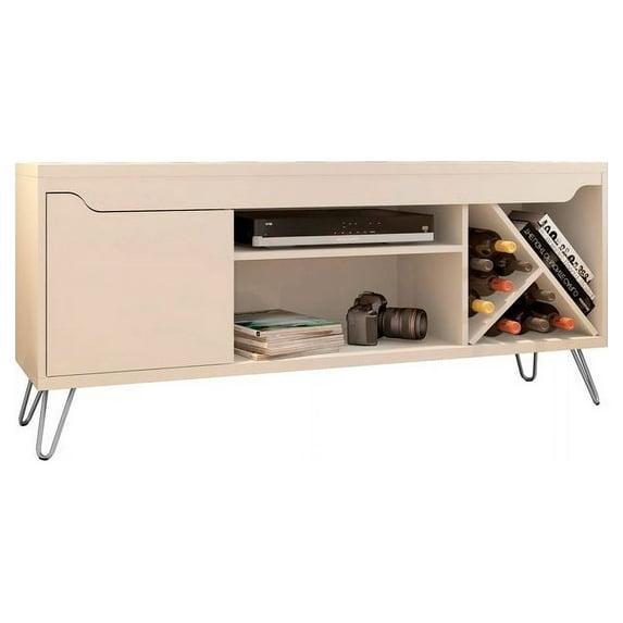 Manhattan Comfort Baxter Mid-Century- Modern 53.54" TV Stand with Wine Rack in Off White