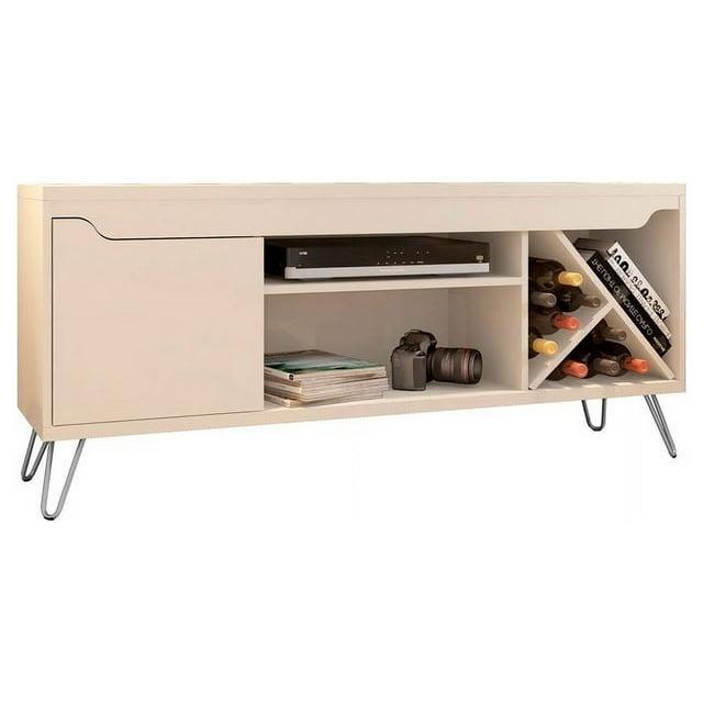Manhattan Comfort Baxter Mid-Century- Modern 53.54" TV Stand with Wine Rack in Off White