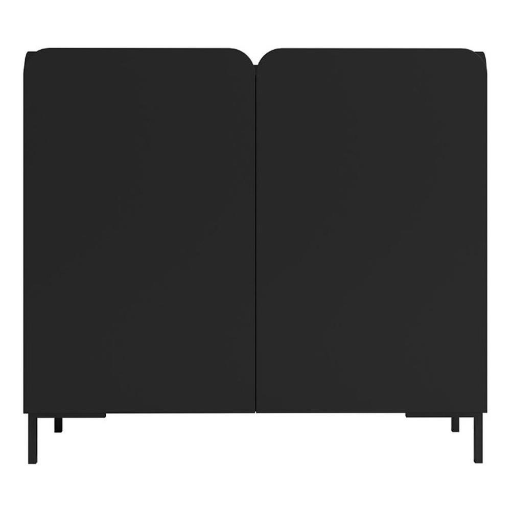 Manhattan Comfort Bogardus Mid - Century Modern 4 Shelf Accent Cabinet Black: Painted Particle Board, Fixed Shelves, Anti-Tip Hardware