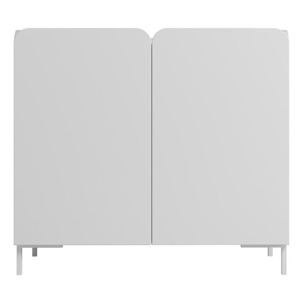 Manhattan Comfort Bogardus Mid - Century Modern 4 Shelf Accent Cabinet White: Painted Particle Board, Fixed Shelves, Anti-Tip Hardware