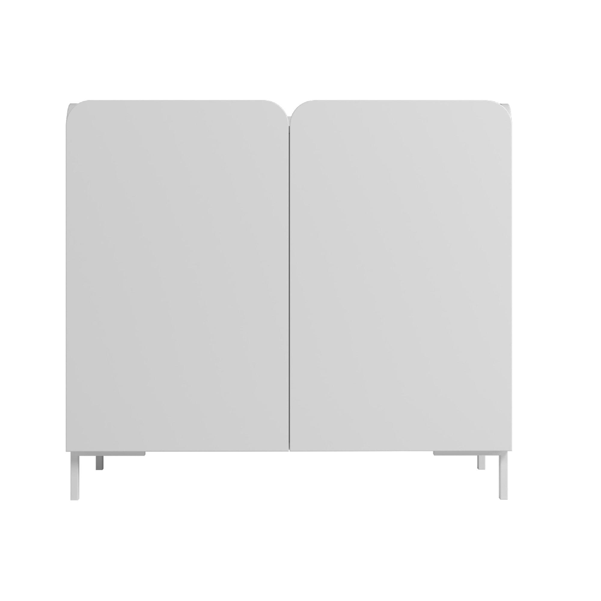 Manhattan Comfort Bogardus Mid - Century Modern 4 Shelf Accent Cabinet White: Painted Particle Board, Fixed Shelves, Anti-Tip Hardware