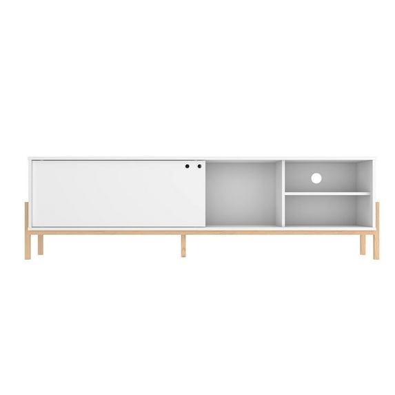 Bowery TV Stand for TVs up to 70" White/Oak - Manhattan Comfort: Mid-Century Design, Cable Management