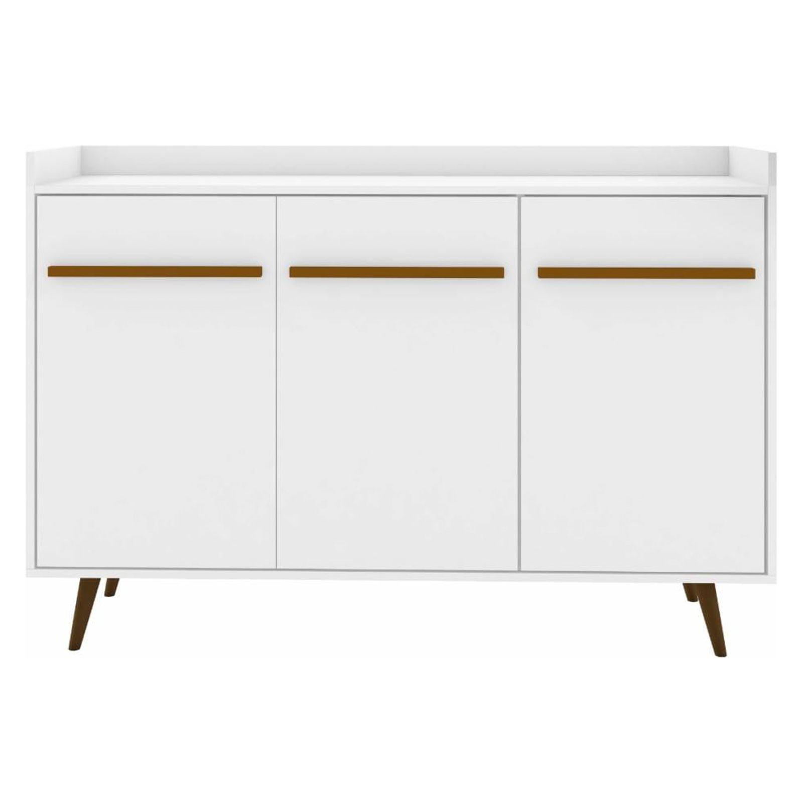 Bradley White Mid-Century Modern Buffet Stand with Shelves