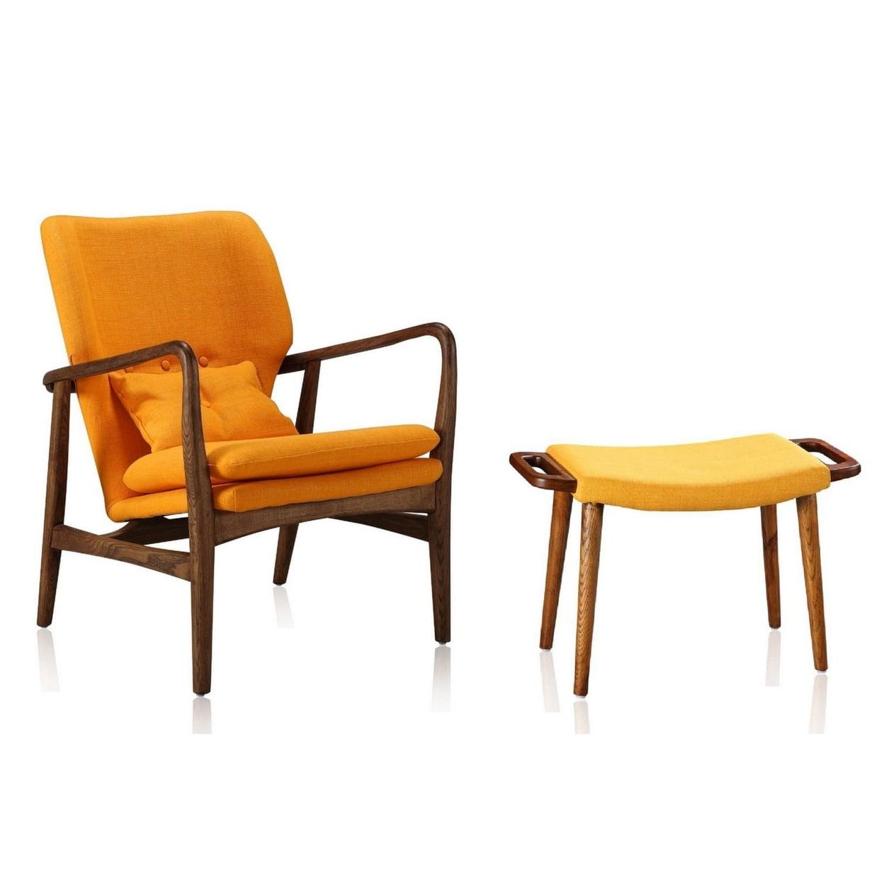 Bradley Accent Chair and Ottoman Yellow - Manhattan Comfort